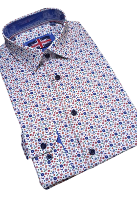 Soul Of London L/S Cotton Stretch Floral Patterned Dress Shirt - Multi