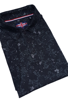 Soul Of London Short Sleeve Floral Polo - Black