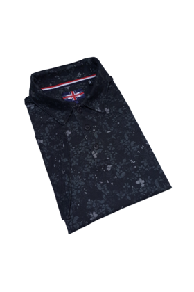 Soul Of London Short Sleeve Floral Polo - Black