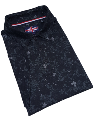 Soul Of London Short Sleeve Floral Polo - Black