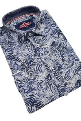Soul Of London Cotton Stretch Short Sleeve Dress Shirt  - Blue