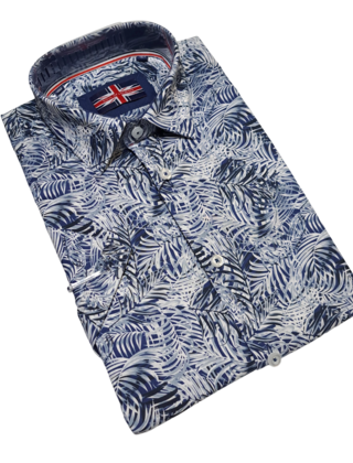 Soul Of London Cotton Stretch Short Sleeve Dress Shirt  - Blue