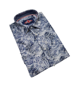 Soul Of London Soul Of London Cotton Stretch Short Sleeve Dress Shirt  - Blue