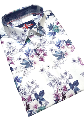 Soul Of London Cotton Stretch Short Sleeve Dress Shirt  - White