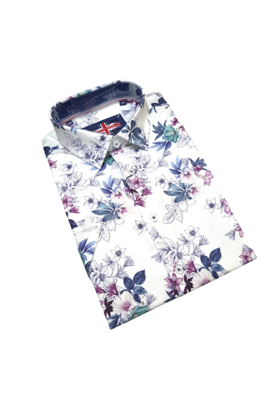 Soul Of London Cotton Stretch Short Sleeve Dress Shirt  - White