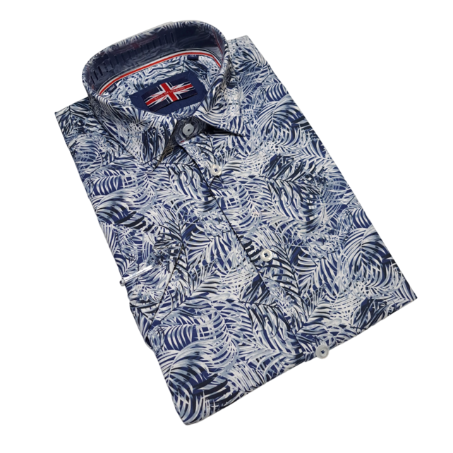 Soul Of London Cotton Stretch Short Sleeve Dress Shirt  - Blue Soul Of London Cotton Stretch Short Sleeve Dress Shirt  - Blue