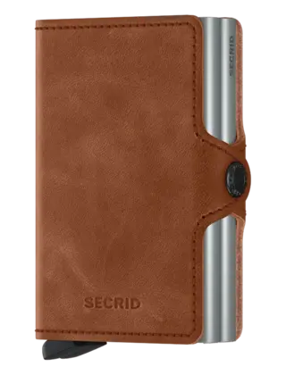 SECRID - Twinwallet Vintage Cognac - Silver