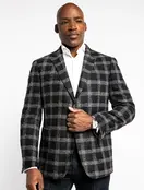 7 Downie St. Wool Blend Check Sport Coat - Hunter - Black/Grey