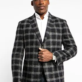 7 Downie St. Wool Blend Check Sport Coat - Hunter - Black/Grey