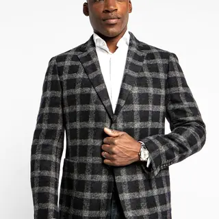 7 Downie St. Wool Blend Check Sport Coat - Hunter - Black/Grey