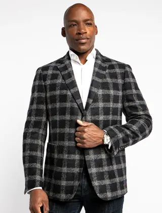7 Downie St. Wool Blend Check Sport Coat - Hunter - Black/Grey