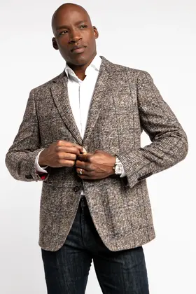 7 Downie St. Wool Blend Plaid Sport Coat - Burbon - Brown