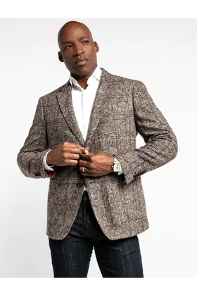 7 Downie St. Wool Blend Plaid Sport Coat - Burbon - Brown