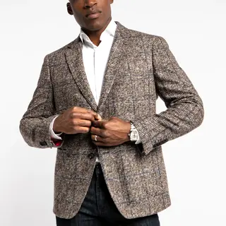 7 Downie St. Wool Blend Plaid Sport Coat - Burbon - Brown