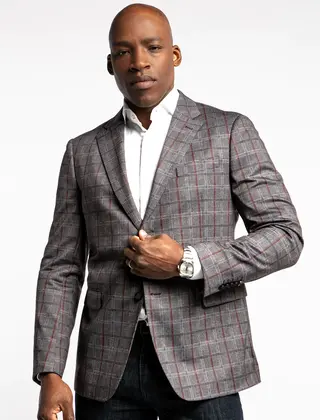 7 Downie St. Thermolite Plaid Sport Coat - Hawk