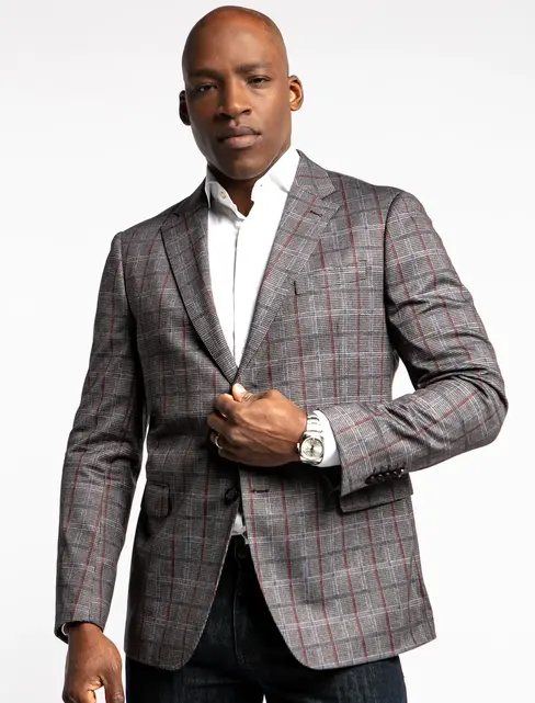 7 Downie St. Thermolite Plaid Sport Coat - Hawk 7 Downie St. Thermolite Plaid Sport Coat - Hawk