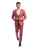 Tazzio 3Pc Ultra Slim Suit - Peak Lapel - Coral