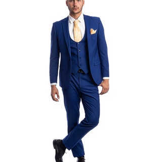 Tazzio 3Pc Ultra Slim Suit - Peak Lapel - Indigo
