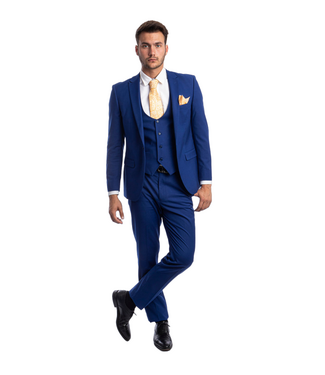 Tazzio Tazzio 3Pc Ultra Slim Suit - Peak Lapel - Indigo