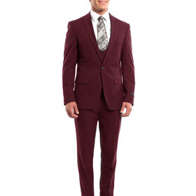 Tazzio Peak Lapel Ultra Slim Suit - 3 Piece - Eggplant
