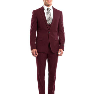 Tazzio Peak Lapel Ultra Slim Suit - 3 Piece - Eggplant