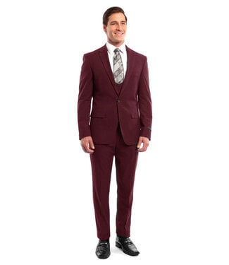 Tazzio Tazzio Peak Lapel Ultra Slim Suit - 3 Piece - Eggplant