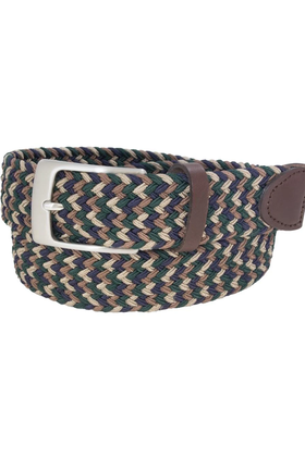 Glenayr Multi-Colour Braided Golf Belt - Brown/Khaki/Navy/Green