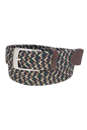 Glenayr Multi-Colour Braided Golf Belt - Brown/Khaki/Navy/Green