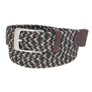 Glenayr Multi-Colour Braided Golf Belt - Brown/Khaki/Navy/Green