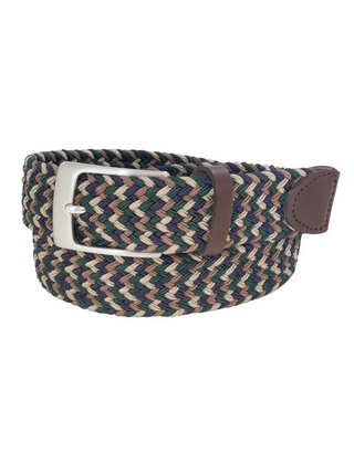 Glenayr Multi-Colour Braided Golf Belt - Brown/Khaki/Navy/Green
