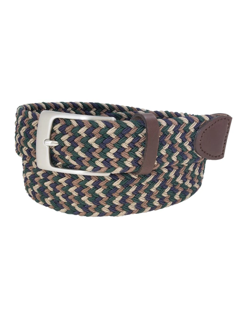 Glenayr Multi-Colour Braided Golf Belt - Brown/Khaki/Navy/Green