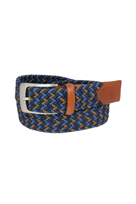 Glenayr Multi-Colour Braided Golf Belt - Tan/Navy