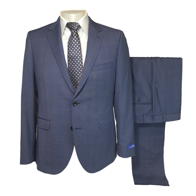 Paul Betenly Ronaldo Plaid Suit - Blue/Taupe