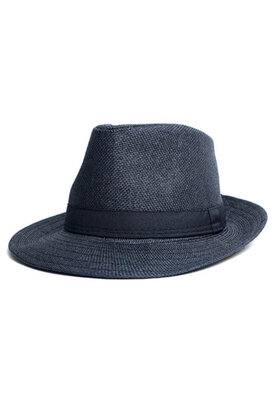 Westend Wide Brim Straw Fedora - Charcoal