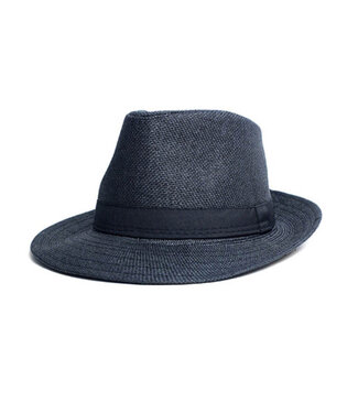 Westend Wide Brim Straw Fedora - Charcoal