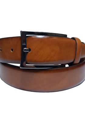 Lindenmann Curved Full Grain Leather Belt - Cognac