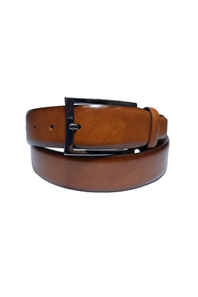 Lindenmann Curved Full Grain Leather Belt - Cognac