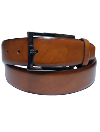 Lindenmann Curved Full Grain Leather Belt - Cognac
