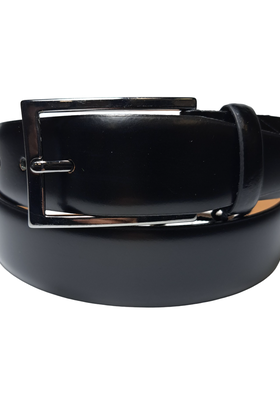 Lindenmann Curved Full Grain Leather Belt - Black