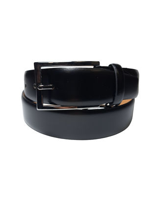 Lindenmann Curved Full Grain Leather Belt - Black