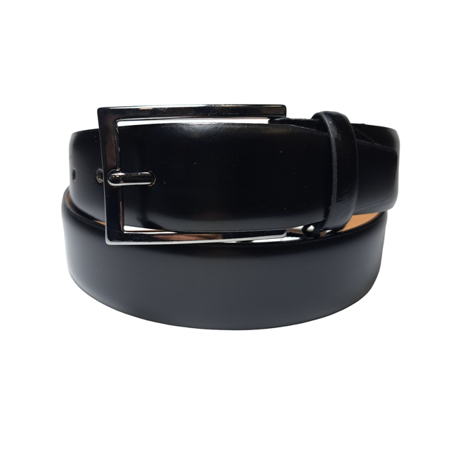 Lindenmann Curved Full Grain Leather Belt - Black