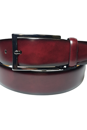 Lindenmann Curved Full Grain Leather Belt - Bordo