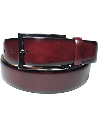 Lindenmann Curved Full Grain Leather Belt - Bordo