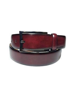 Lindenmann Curved Full Grain Leather Belt - Bordo