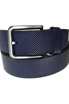 Lindenmann Open Edge Leather Belt - Navy