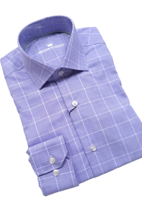 PURPLE BERTIGO PLAID DRESS SHIRT