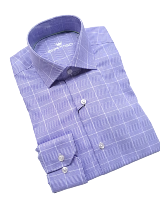 PURPLE BERTIGO PLAID DRESS SHIRT