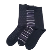 Point Zero 3Pk Dress Socks - Black Stripe