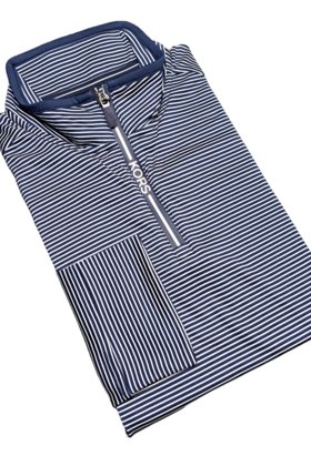 Michael Kors Stripe Performance 1/4 Zip - Midnight