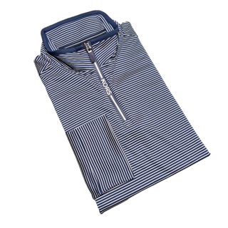 Michael Kors Stripe Performance 1/4 Zip - Midnight